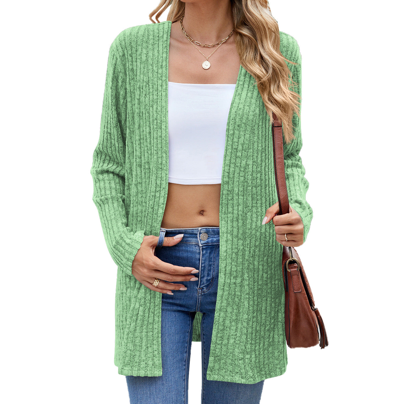 Autumn Winter Long Sleeve Loose Sunken Stripe Sanding Underwear Knitwear