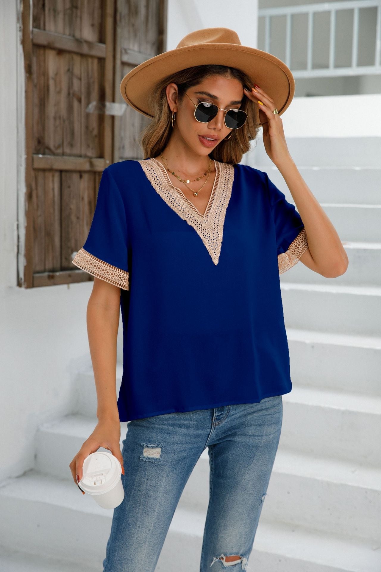 Women Clothing Popular V Neck Shirt Women Shirt Top