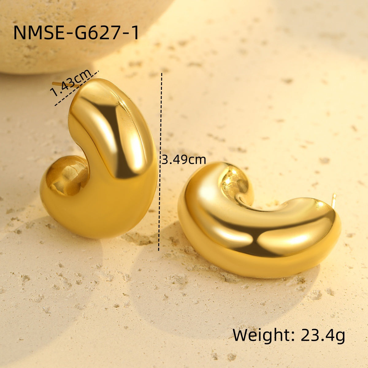 Texture Stainless Steel Earrings Retro High-Grade Hollow Out Cutout 18K Gold Titanium Steel Earrings Ornament