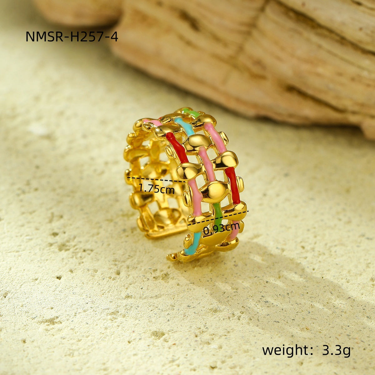 18K Gold Plated Stainless Steel Ring Women Geometric Abstract Colorful Oil Necklace Ring Ornament