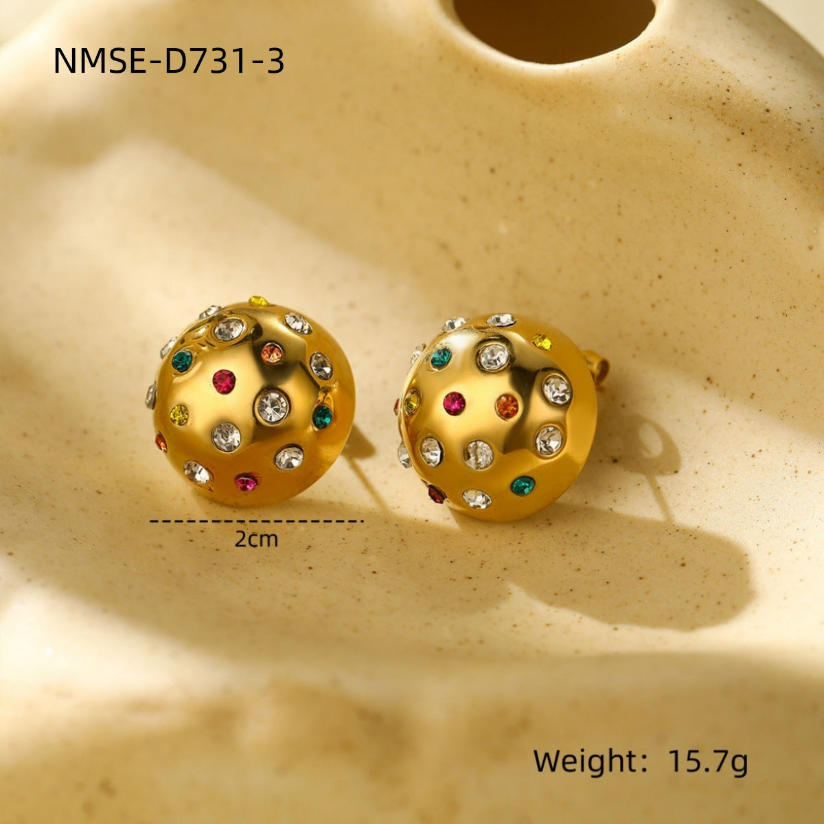 Temperamental Minority Personality Super Earrings Stainless Steel Color Zircon round High Grade Earrings