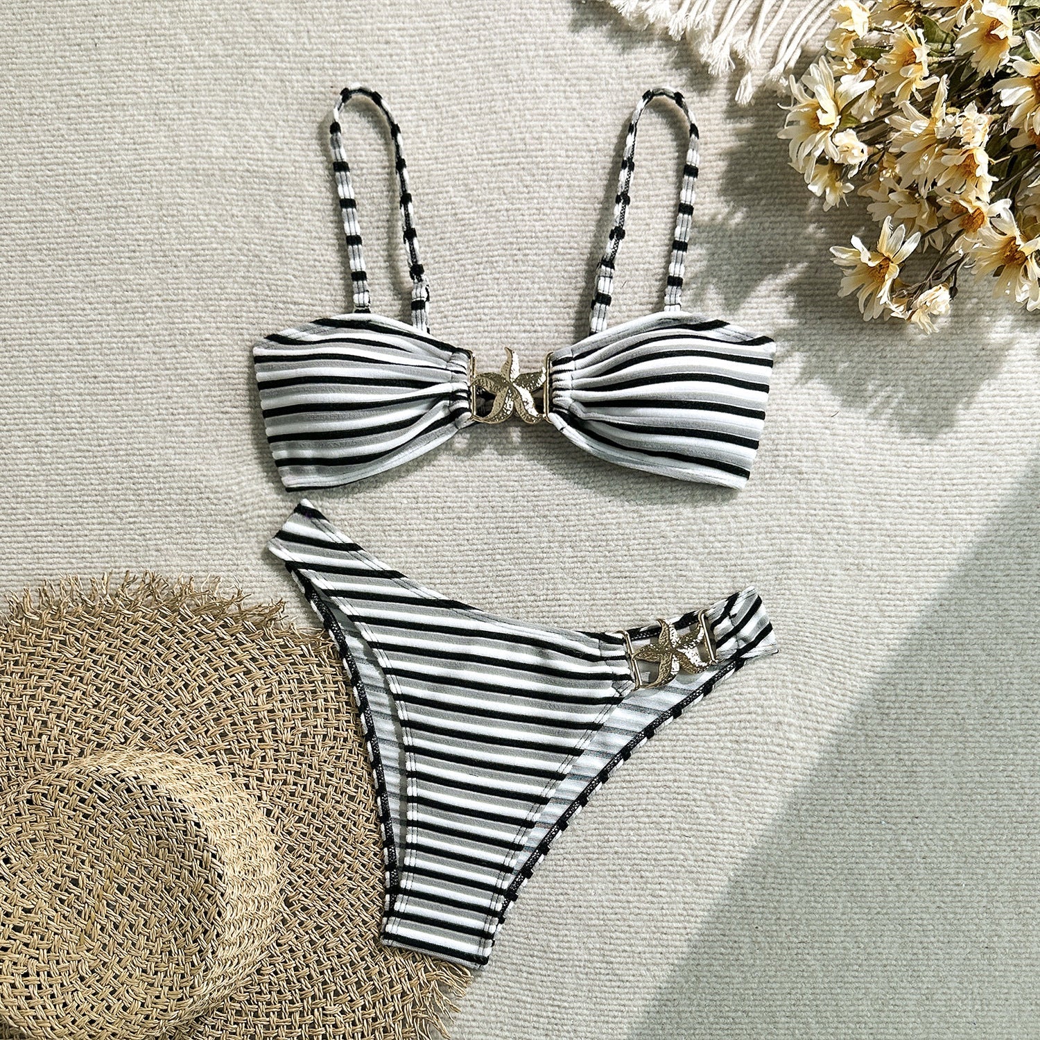 Sexy Striped Swimsuit Women Two Piece Bikini Swimsuit