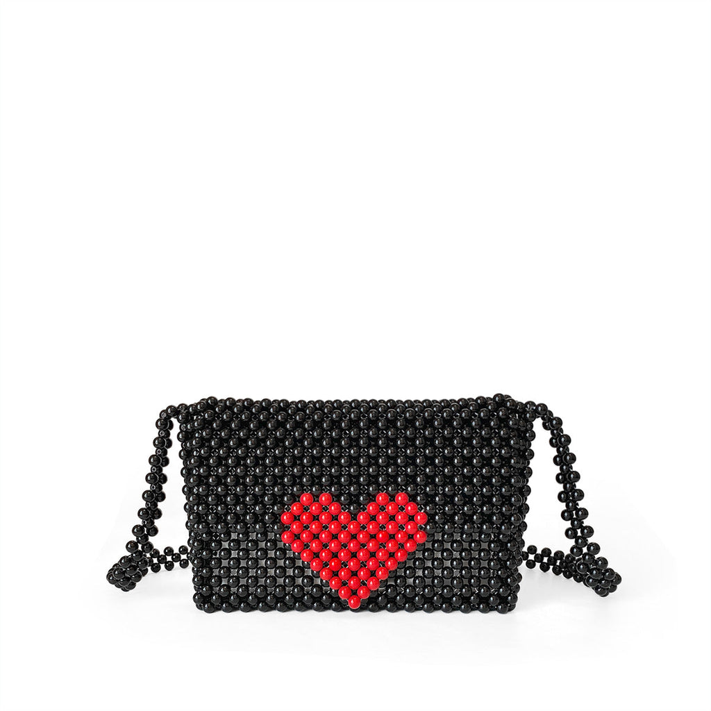 Finished Hand Woven Beaded Bag Shoulder Messenger Bag Mobile Phone Bag Red Love Western Women Bag
