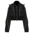 Autumn Winter Personal Casual Three Dimensional Zipper Pocket Large Collared Varsity Jacket Jacket Women
