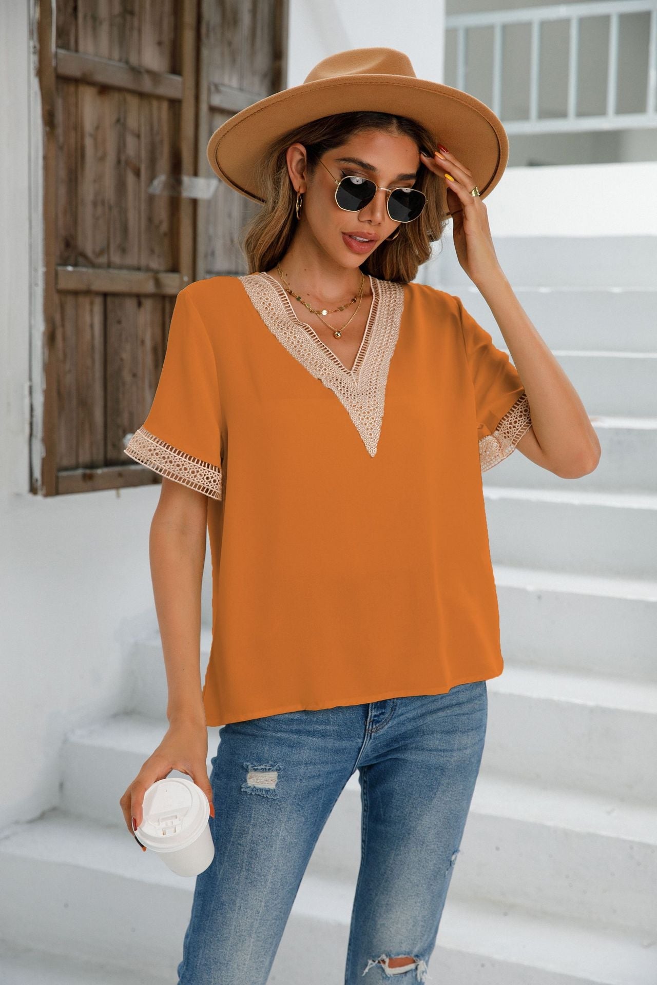 Women Clothing Popular V Neck Shirt Women Shirt Top