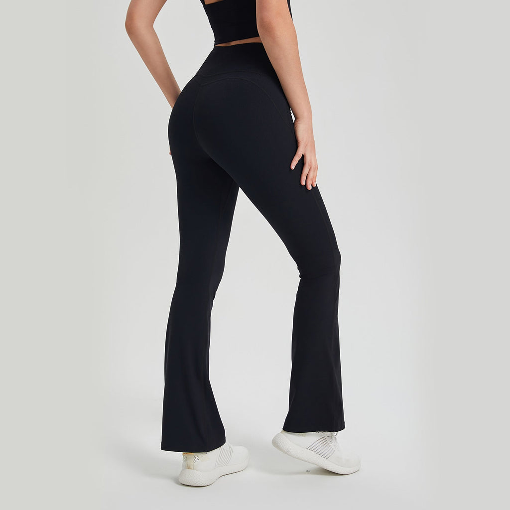 Antibacterial Wear Free Underwear High Waist Peach Hip Raise Yoga Pants Anti Curling Outer Wear Running Workout Pants Fitness Bootcut Trousers