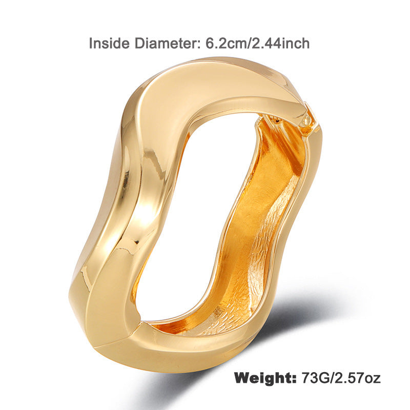 Alloy Open Spring Bracelet Women Original Seiko Mirror Polished Geometric Abstract Bracelet Women