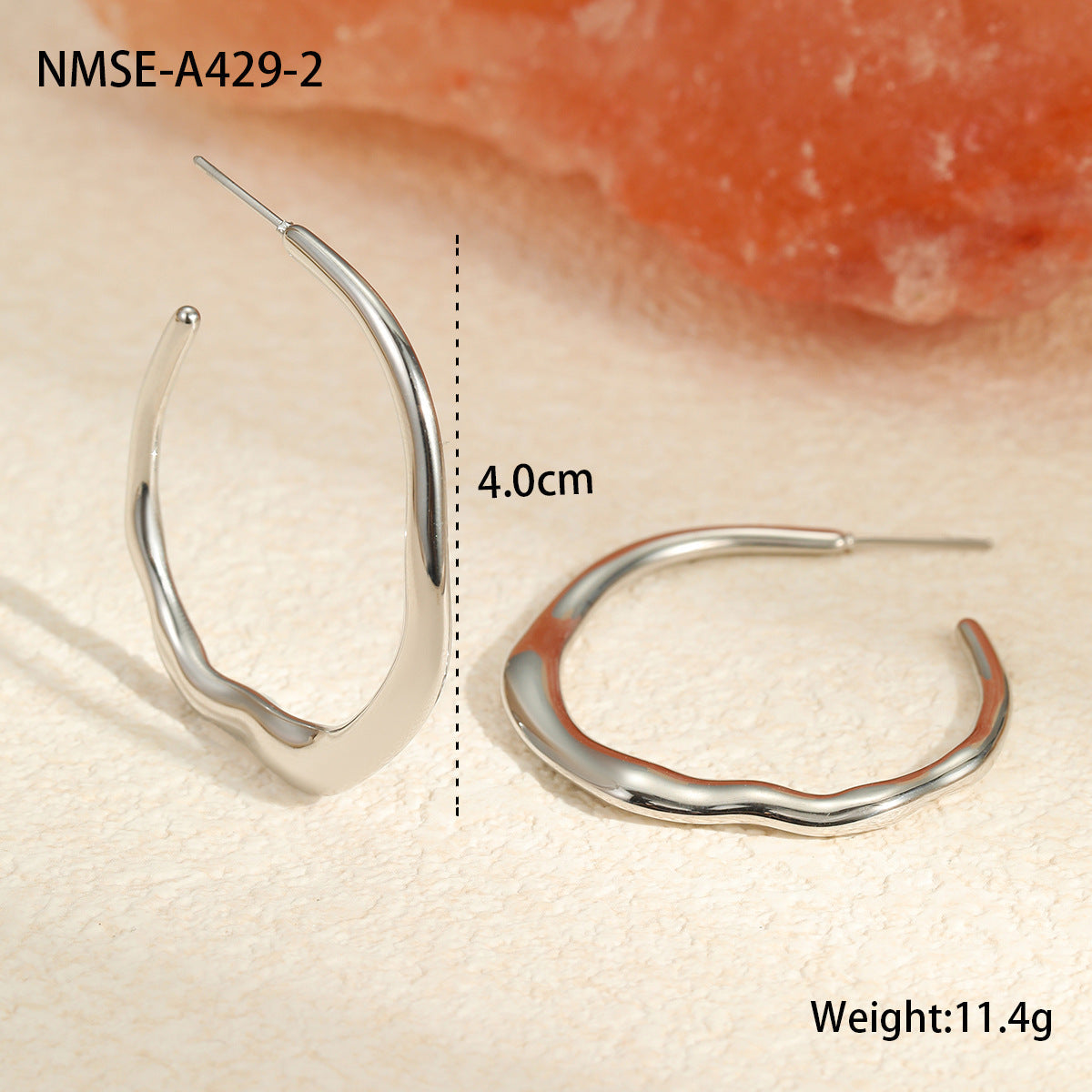 Sexy High Grade C Ring Earrings Stainless Steel 18K Gold Plating Personalized Cold Light Luxury Earrings