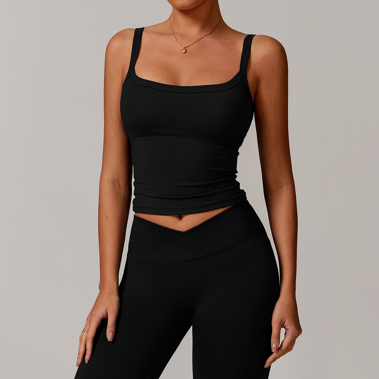Sollinarry Brushed Vest Workout Clothes Bra High Strength Sports Underwear Sling Beauty Back Yoga Vest