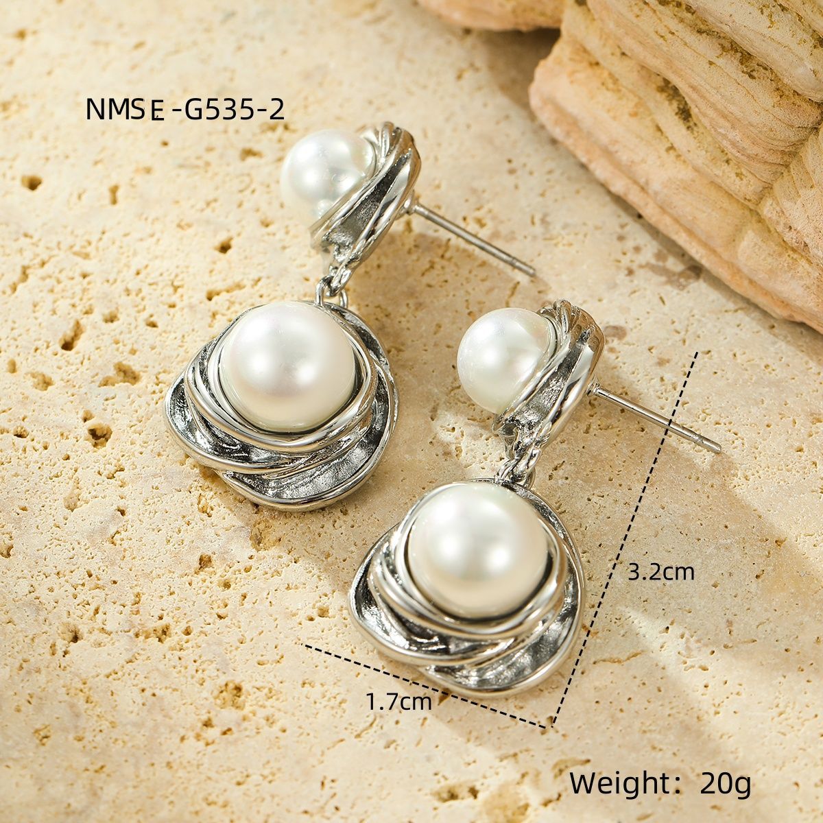 Retro Easy Matching High Grade round Winding Pearl Embellished Stainless Steel 18K Gold Plating Stud Earrings Women