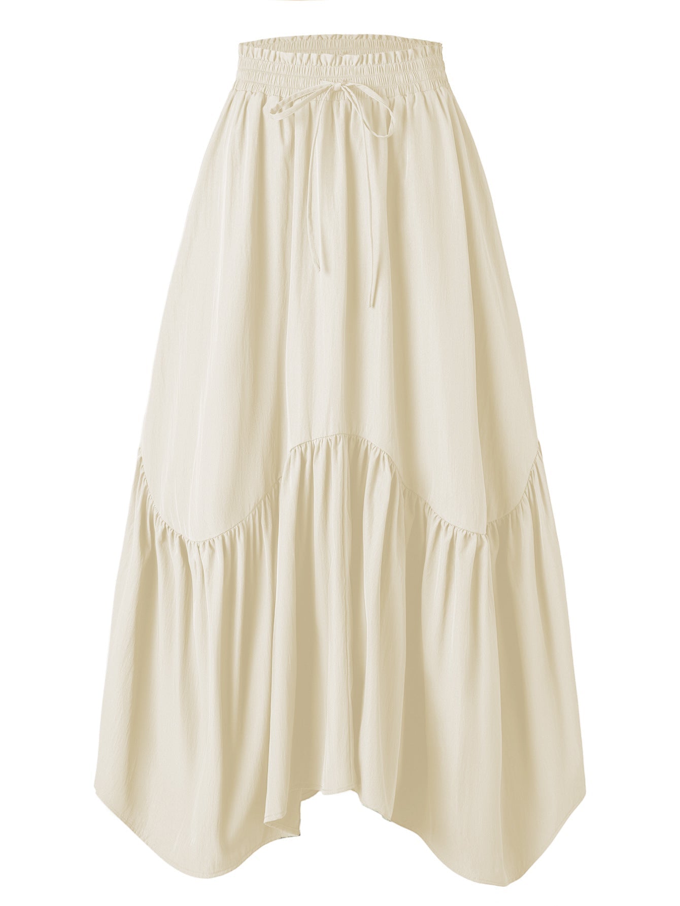 Women Wave Lace up Adjustable Skirt High Waist Elastic Large Swing Skirt Retro Long Skirt