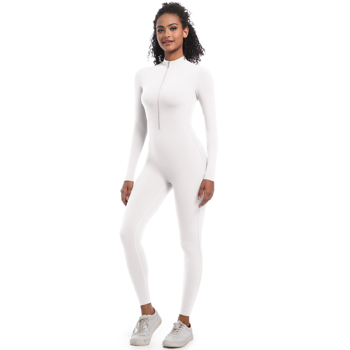 Zipper Nude Feel Long Sleeve Yoga Jumpsuit High Strength Running Fitness Clothes Sports Trend One Piece Tights