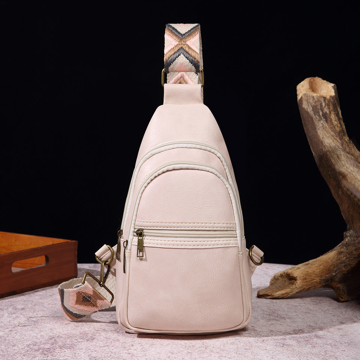 Retro Women Casual Chest Bag Solid Color Crossbody Bag Bohemian Waist Bag