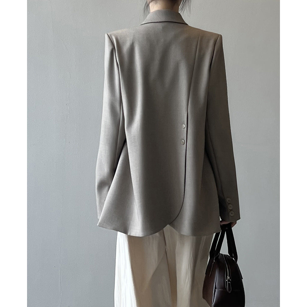 Irregular Asymmetric Back Slit Blazer Women Spring Elegant Top