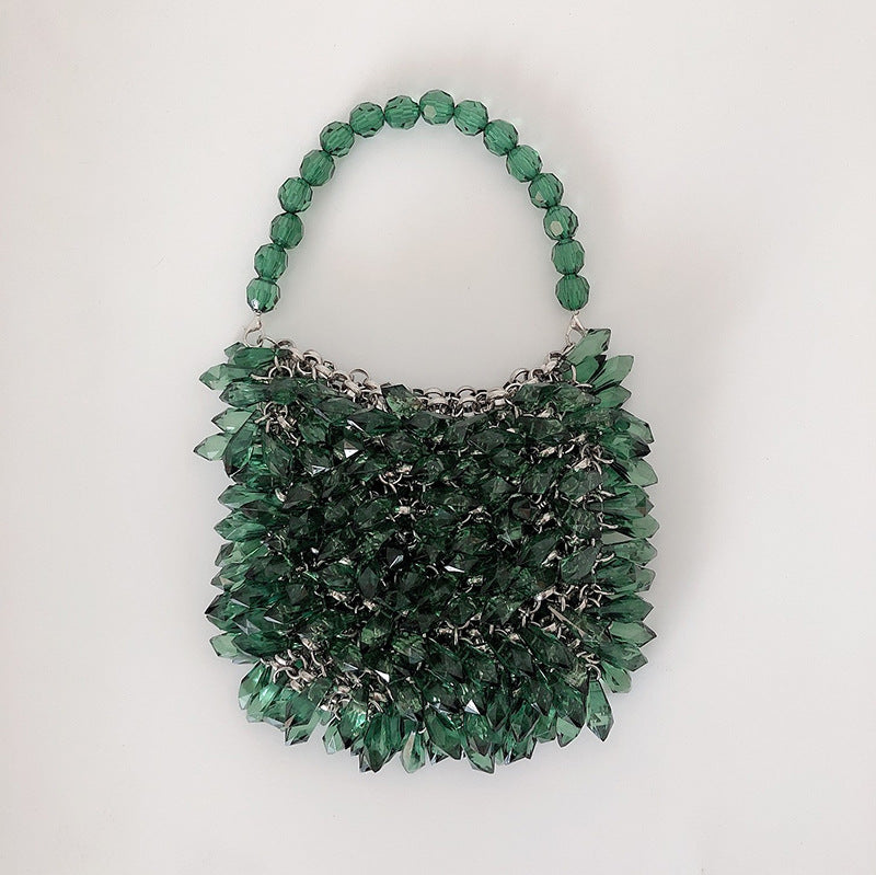 Transparent Crystal Handmade Bag Luxury Handbag Women Handmade Acrylic Bead Water Drop Handbag