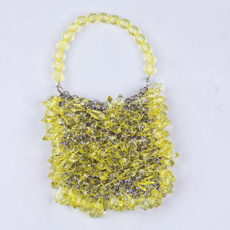Transparent Crystal Handmade Bag Luxury Handbag Women Handmade Acrylic Bead Water Drop Handbag