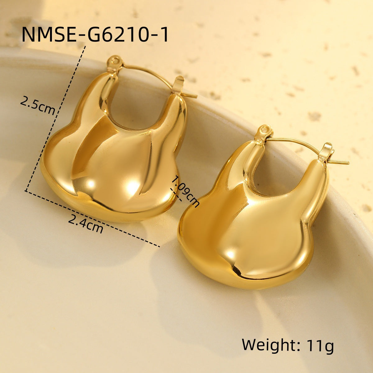 Texture Stainless Steel Earrings Retro High-Grade Hollow Out Cutout 18K Gold Titanium Steel Earrings Ornament