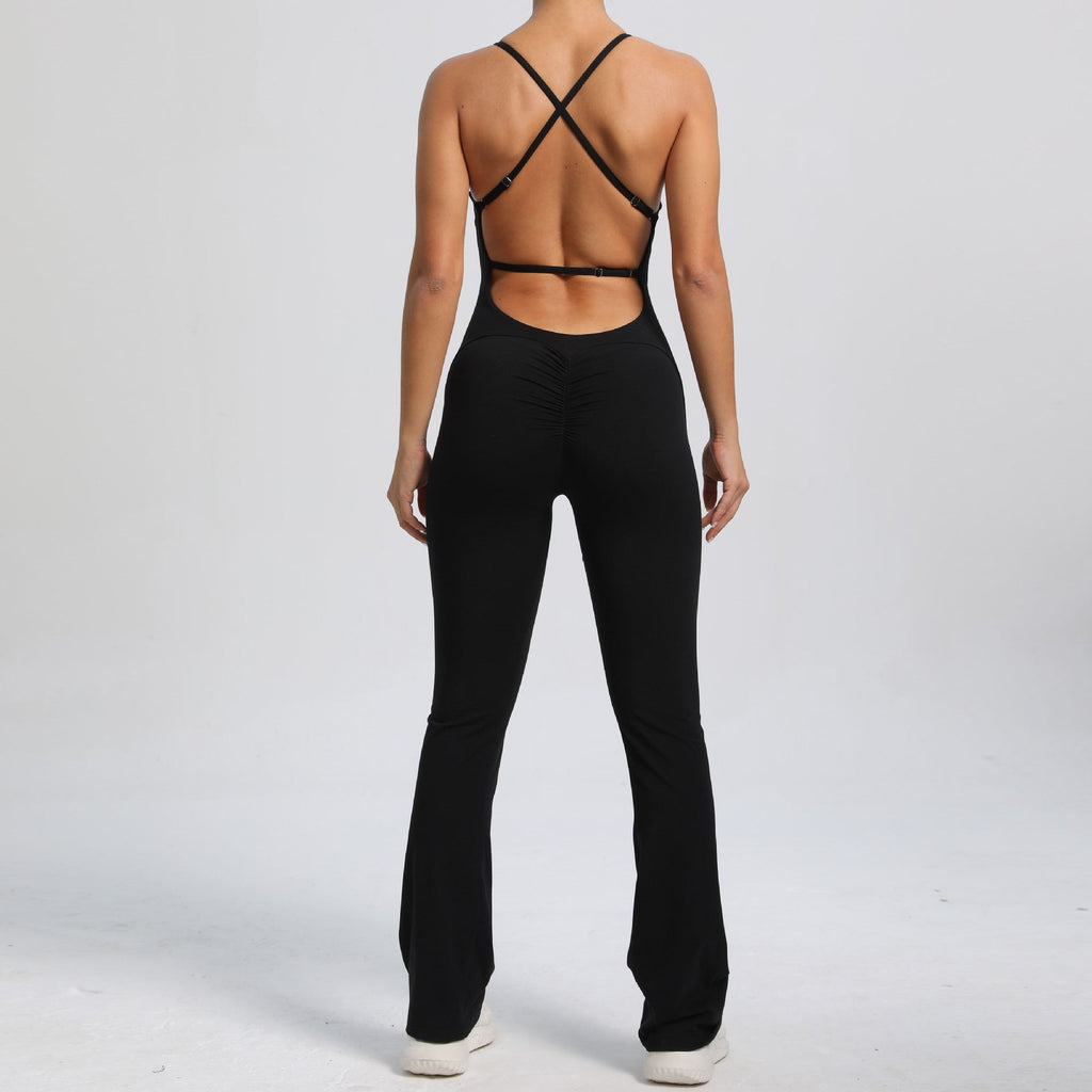 Adjustable Shoulder Strap Beauty Back One Piece Peach Hip Sports Fitness Clothes Micro Pull Yoga Jumpsuit Jumpsuit