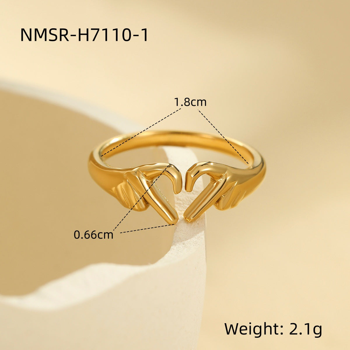 Valentine Day Double Hand Heart Ring Gift Love Heart Shaped Ring Ornament Open Adjustable Couple Ring