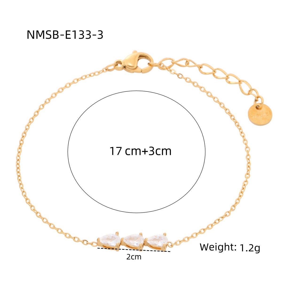 Water Drop Zircon Titanium Steel Bracelet Women Simple Colorful Crystals Personality Stainless Steel Bracelet