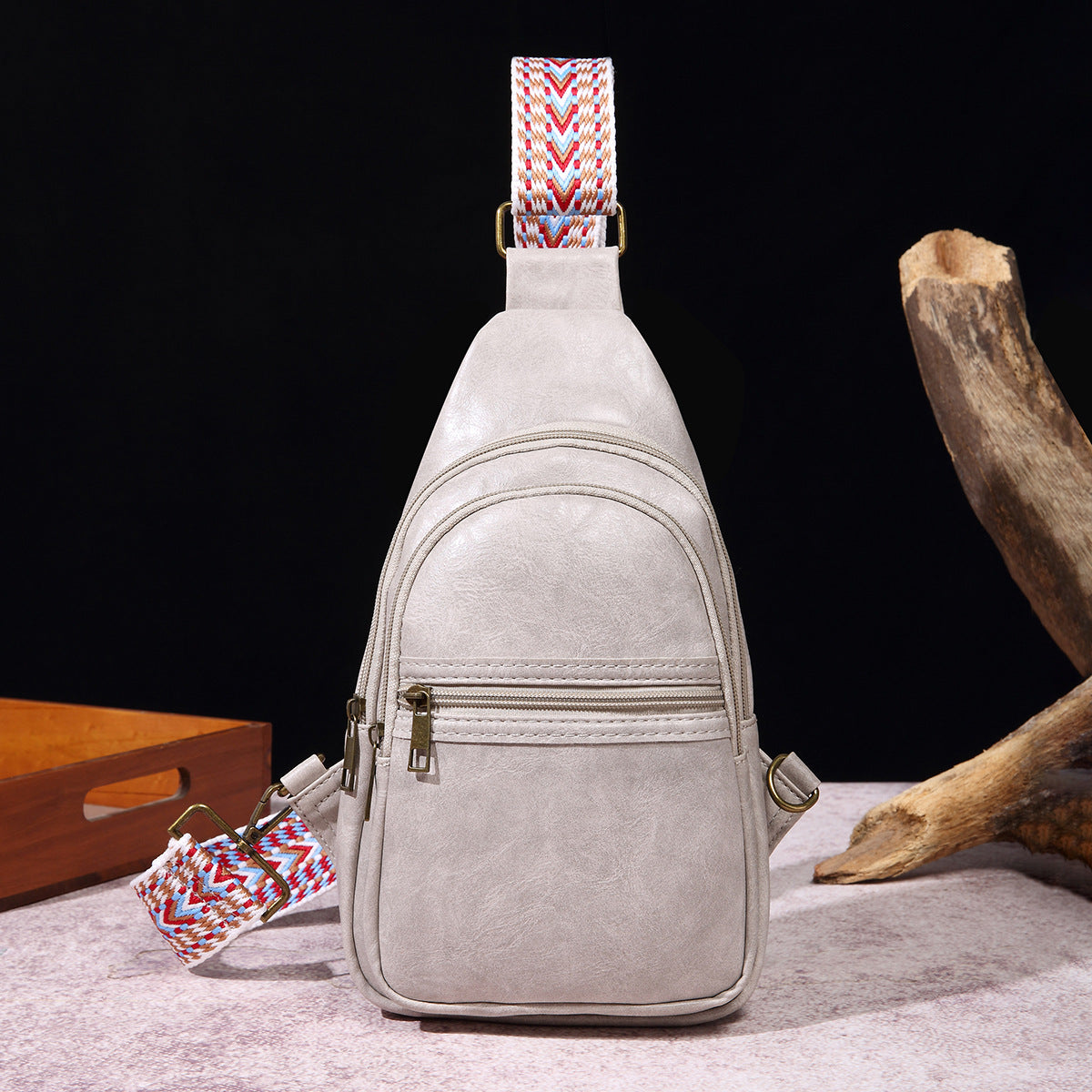 Retro Women Casual Chest Bag Solid Color Crossbody Bag Bohemian Waist Bag