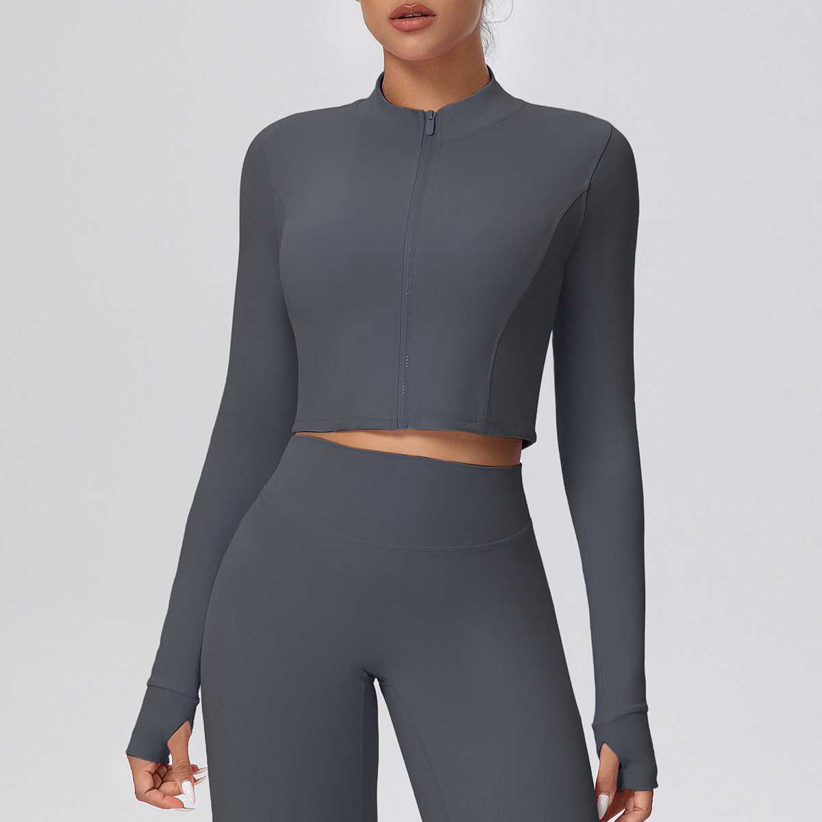 Zipper Outdoor Running Sports Yoga Jacket Slimming Workout Long Sleeve Coat Girls Quick Drying Yoga Clothes Women