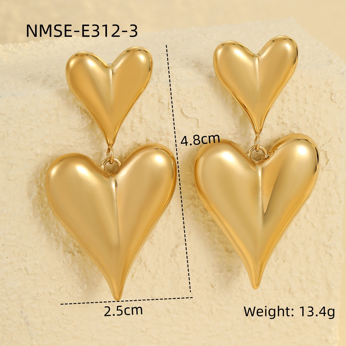 Texture Stainless Steel Earrings Retro High-Grade Hollow Out Cutout 18K Gold Titanium Steel Earrings Ornament