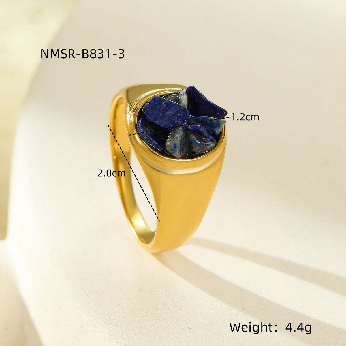 All Match High Grade Stainless Steel round Inlaid Natural Stone Non Fading Women Ring