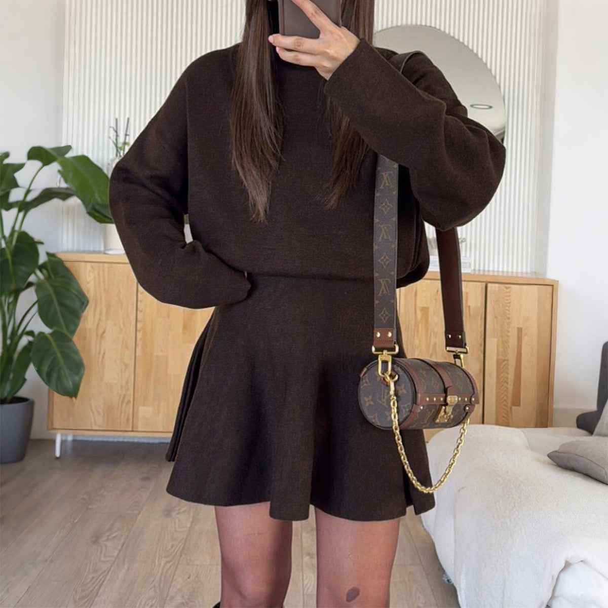 Casual Vacation Sweater Long Sleeve Dress Women Clothing Autumn Winter