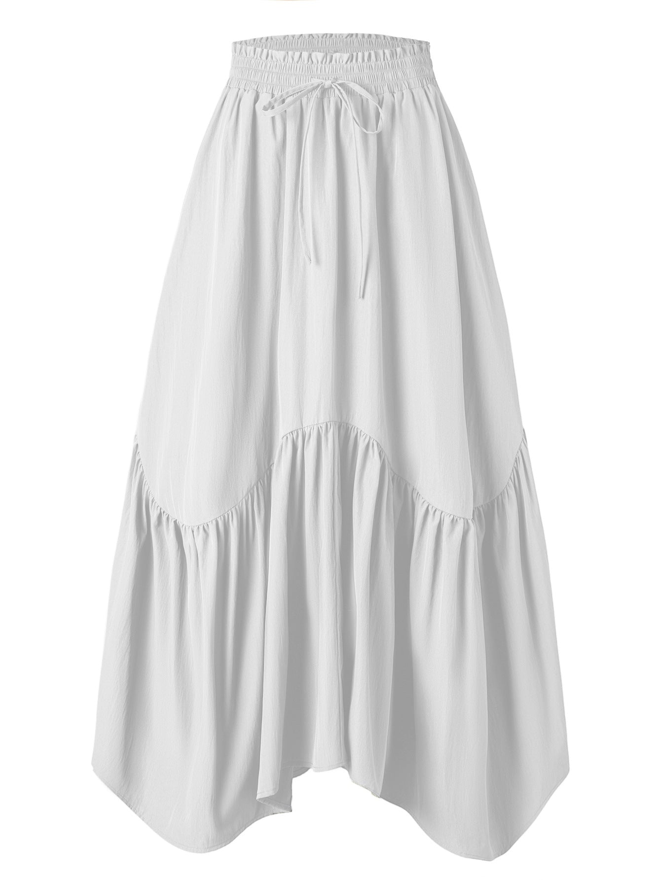 Women Wave Lace up Adjustable Skirt High Waist Elastic Large Swing Skirt Retro Long Skirt