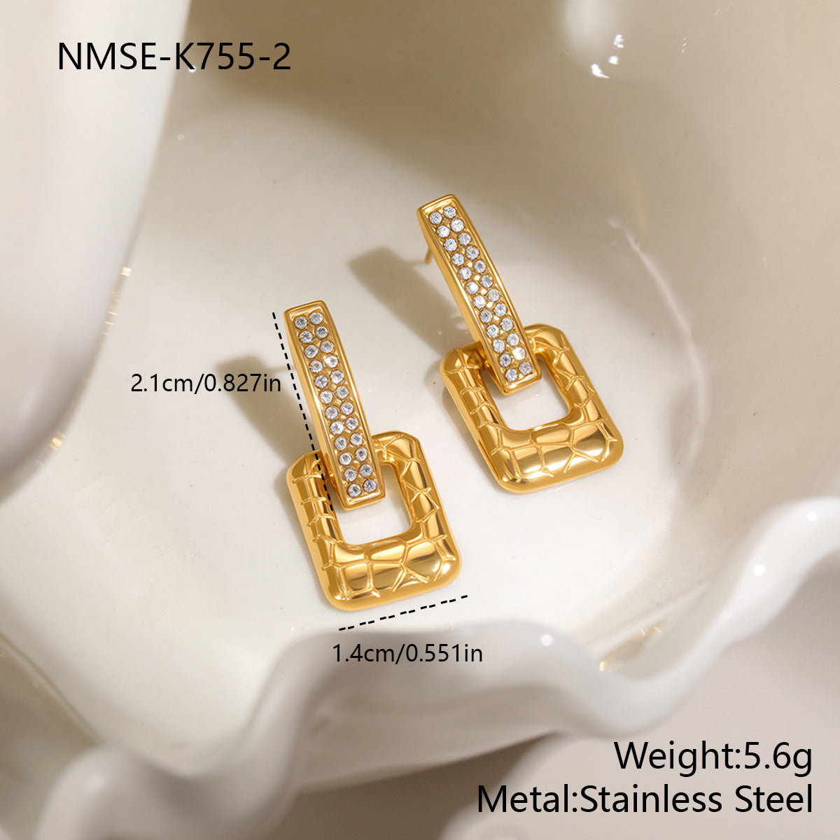 Retro Geometric Abstract Diamond Stud Earrings Stainless Steel Earrings Non Fading Gold Plated Light Luxury Earrings for Women