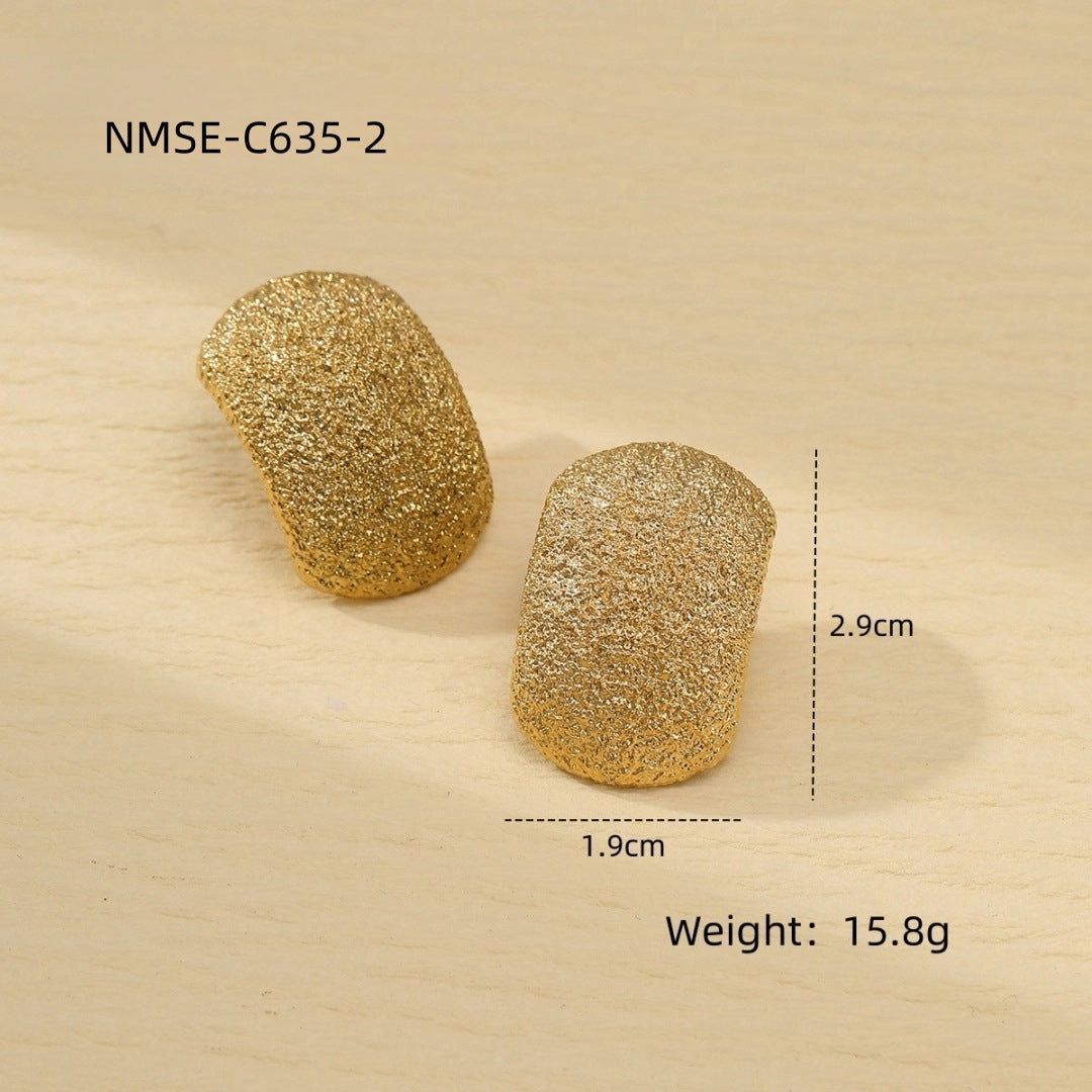 Arrival Frosted Exaggerated Arc Titanium Steel Ear Studs Women Affordable Luxury High Grade Stainless Steel Earrings Women