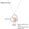 Heart Shape with Diamond Titanium Steel Necklace Women Creative Stainless Steel Embellished