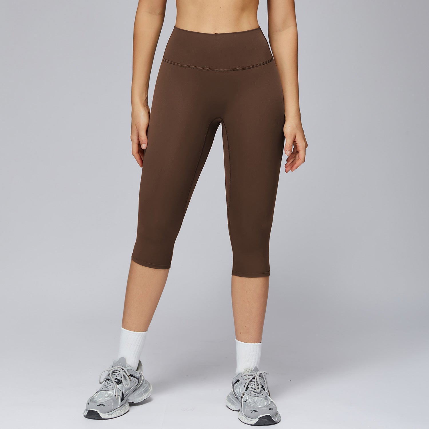 Arrival Brushed Yoga Knee Length Pants High Waist Quick Drying Skinny Slimming Middle Pants Running Outdoors Workout Clothes for Women