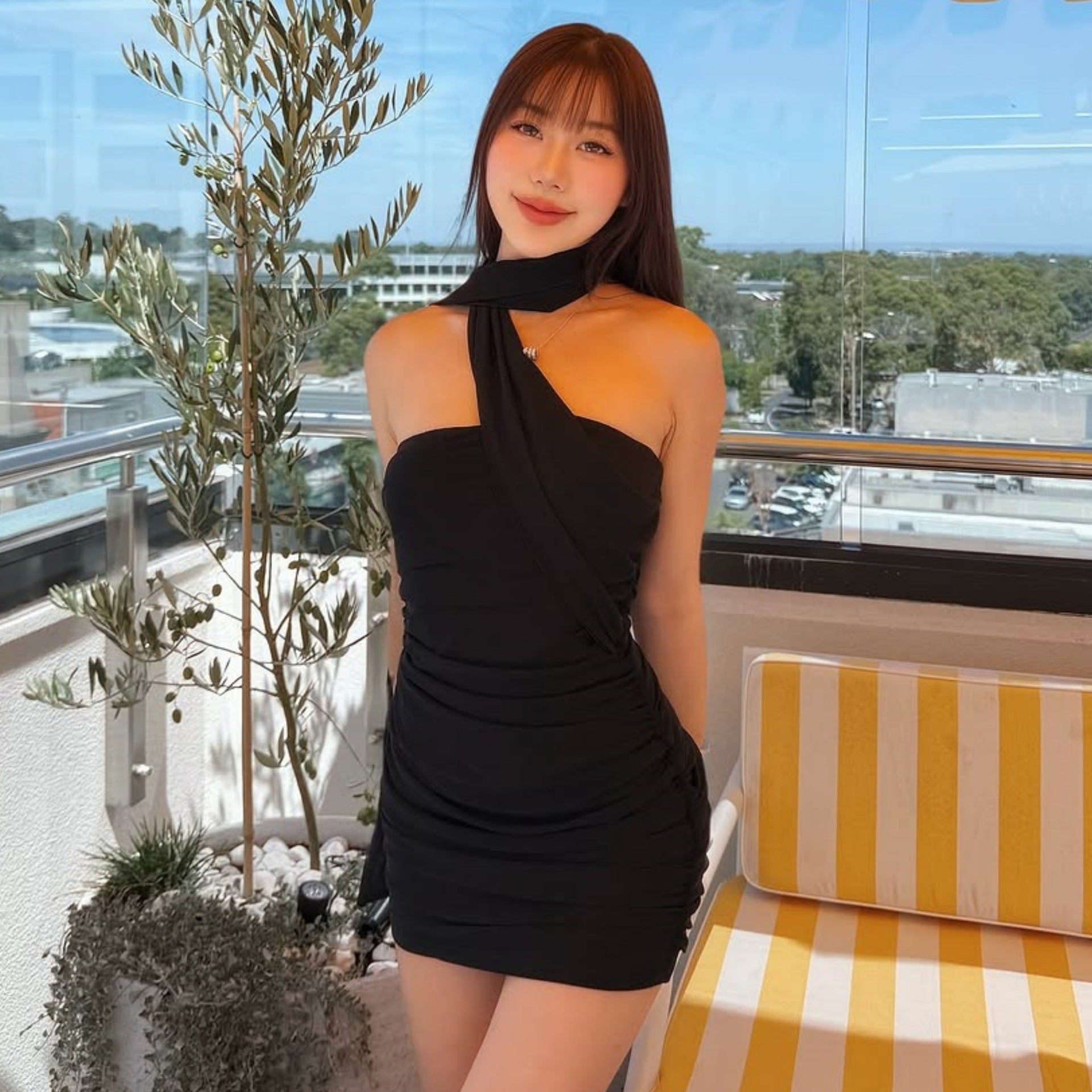 Summer Women Sexy Pure Want Tube Top Backless Slim Fit Figure Flattering Sheath Dress