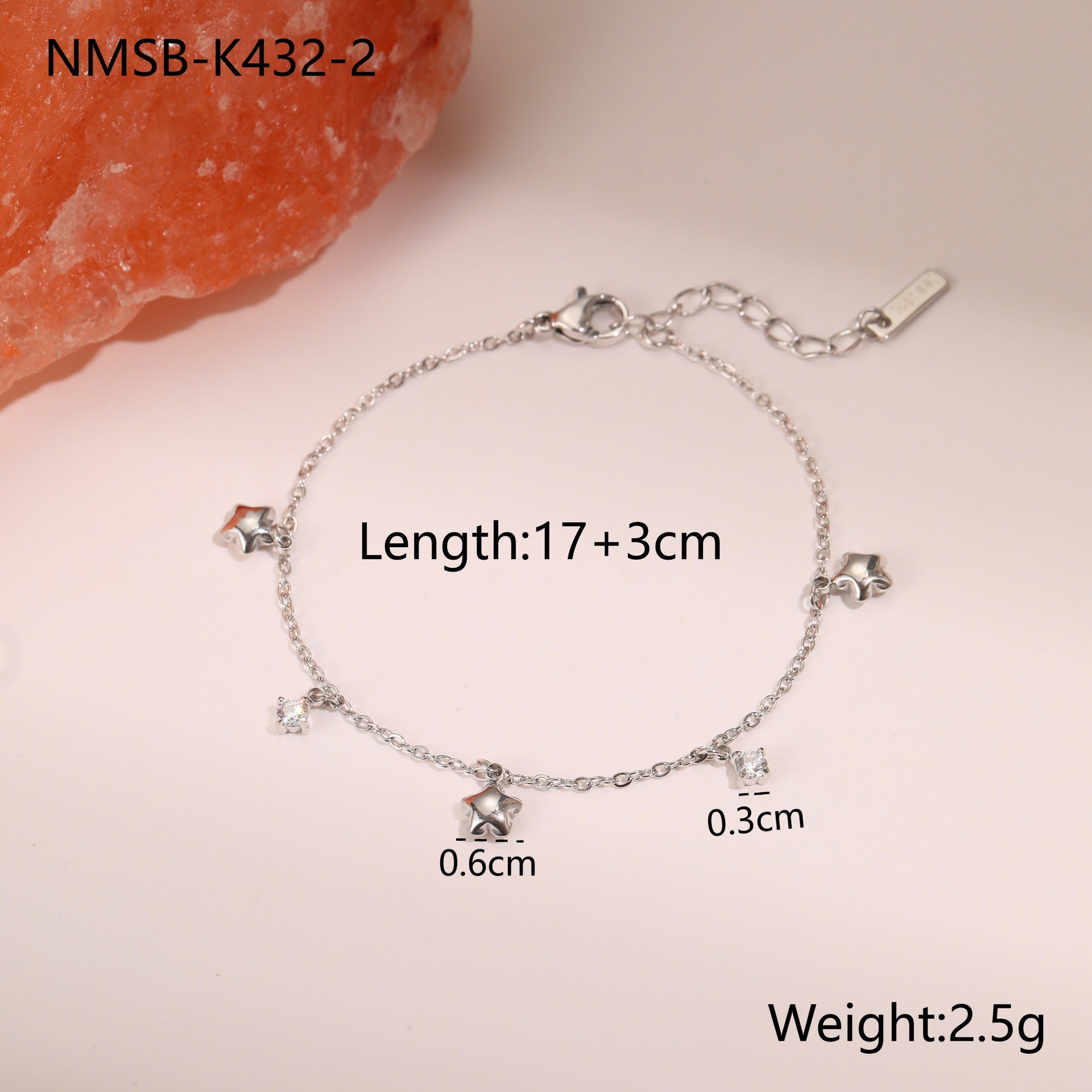 Titanium Steel Bracelet 18K Gold Plating Zircon Star Embellished Exquisite Light Luxury Hand Jewelry