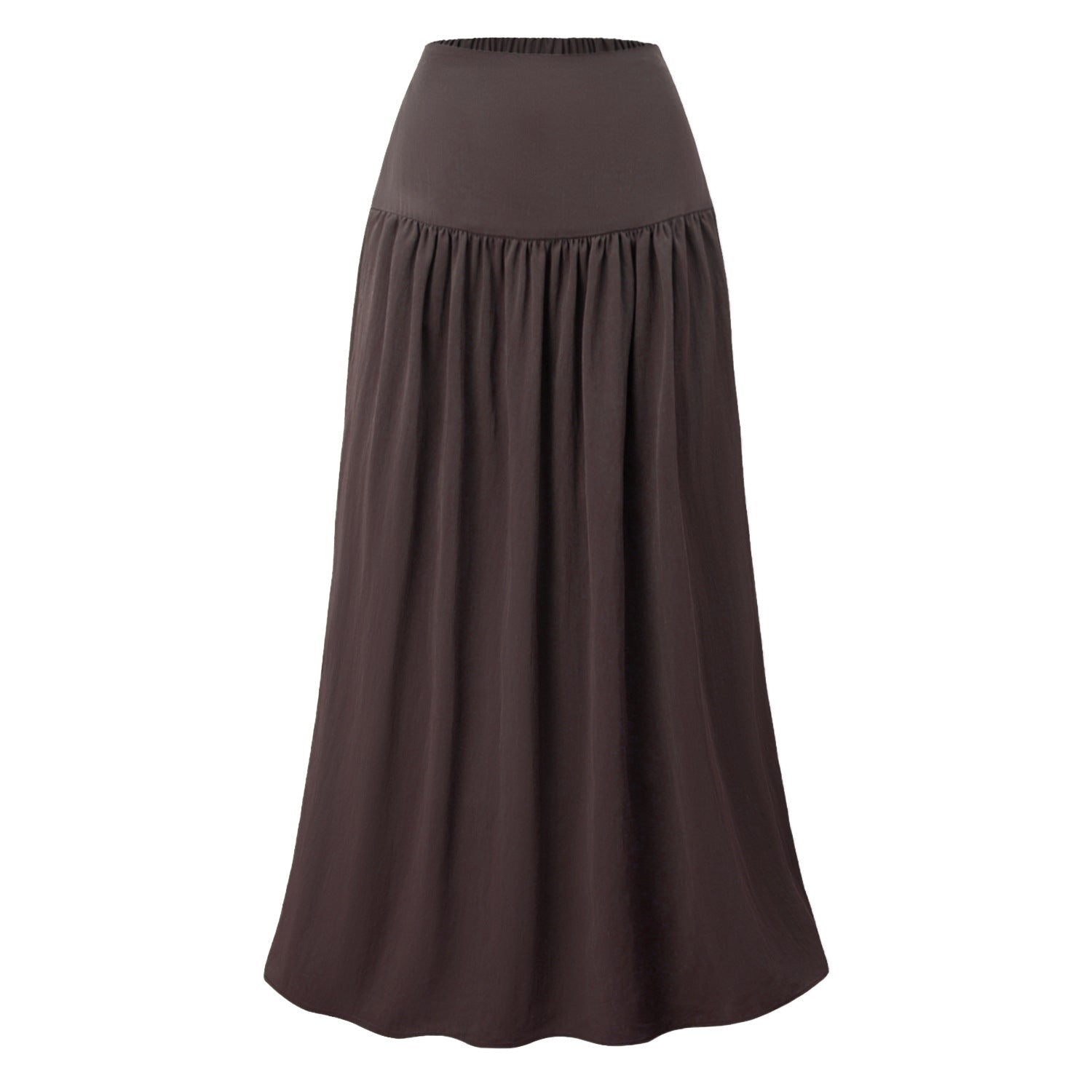 Women Cotton Pocket Skirt High Waist Back Elastic Dress Loose Pleated Large Swing Skirt