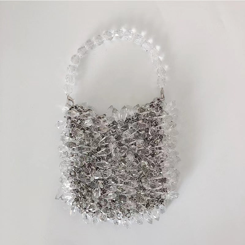 Transparent Crystal Handmade Bag Luxury Handbag Women Handmade Acrylic Bead Water Drop Handbag