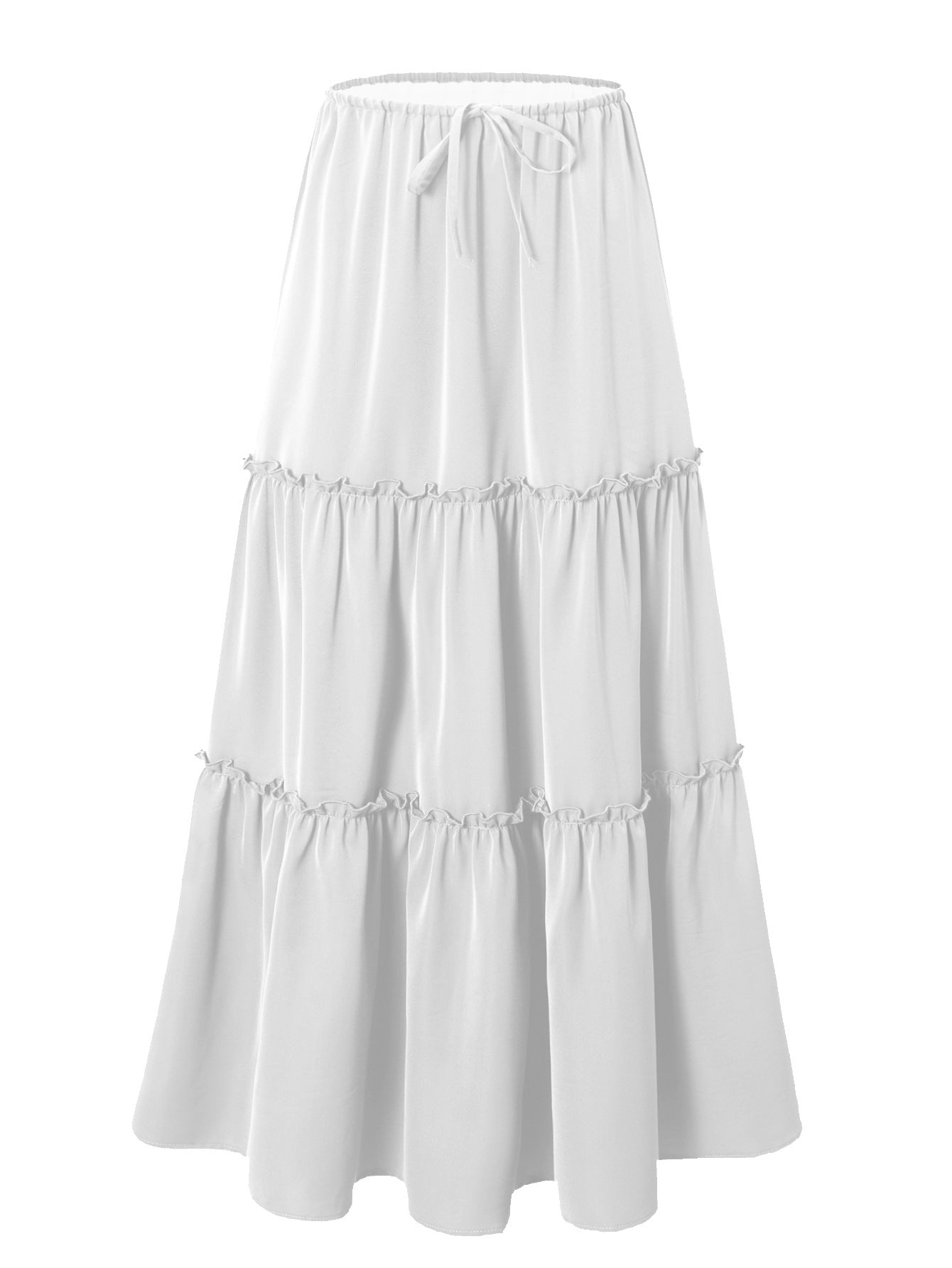 Women High Waist Elastic Pocket Long Adjustable Lace up Skirt Women