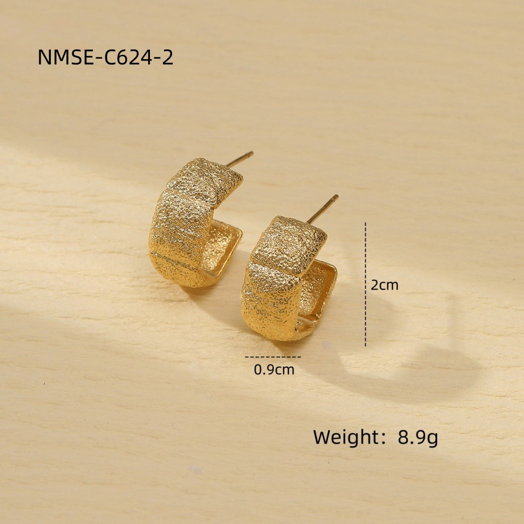 Arrival Frosted Exaggerated Arc Titanium Steel Ear Studs Women Affordable Luxury High Grade Stainless Steel Earrings Women