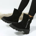 Snow Boots Women Trend Winter Mid Calf plus Velvet Thickening Thermal Cotton Shoes Faux Shearling Jacket Winter Women Boots