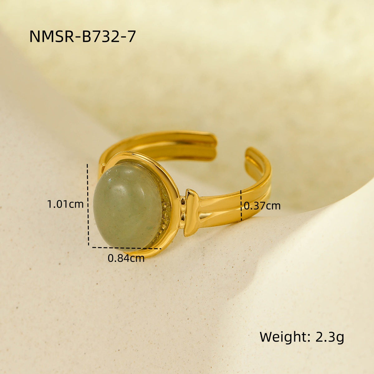 Retro Stainless Steel Gemstone Natural Stone Ring 18K Gold Plated Titanium Steel Ring Ornament