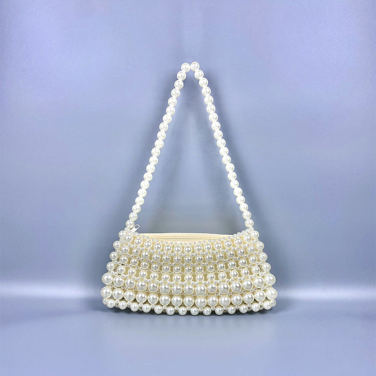 Vintage Pearl Chain Hand Woven Beads Underarm Special Interest Design Simple Portable Shopping Small Handbags