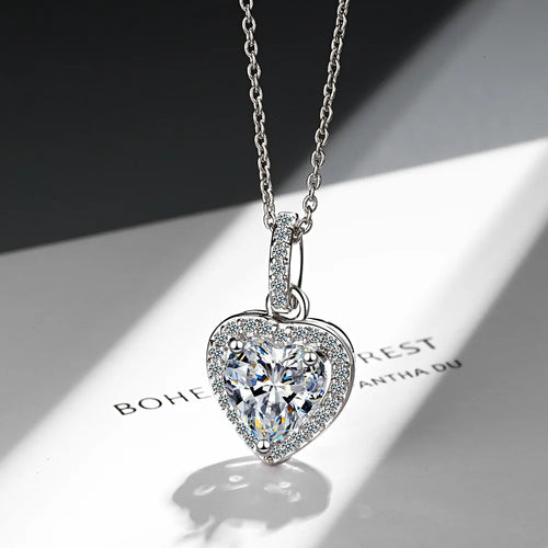 925 Sterling Silver Zircon Heart Pendant Necklaces For Women Luxury Designer Jewelry Gift Female Wholesale Jewellery Trend 2024