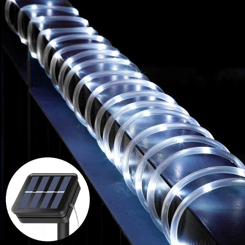 100LED Solar Tube String Light 8 Kinds Of Waterproof Outdoor Led Warm White Copper Wire Light For 2024 Garden Decorative Lights