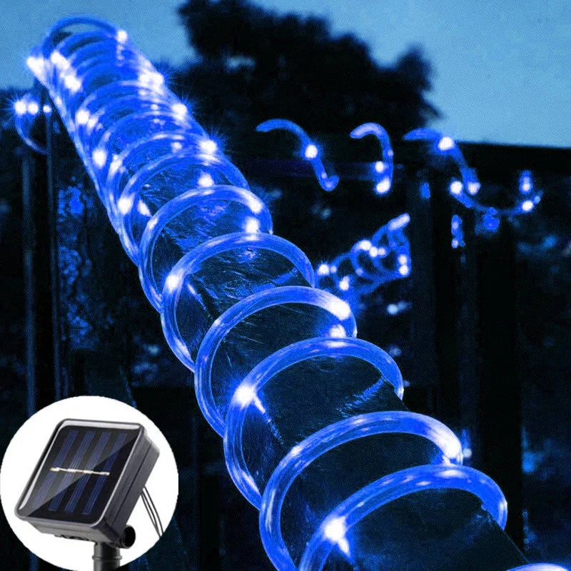 100LED Solar Tube String Light 8 Kinds Of Waterproof Outdoor Led Warm White Copper Wire Light For 2024 Garden Decorative Lights