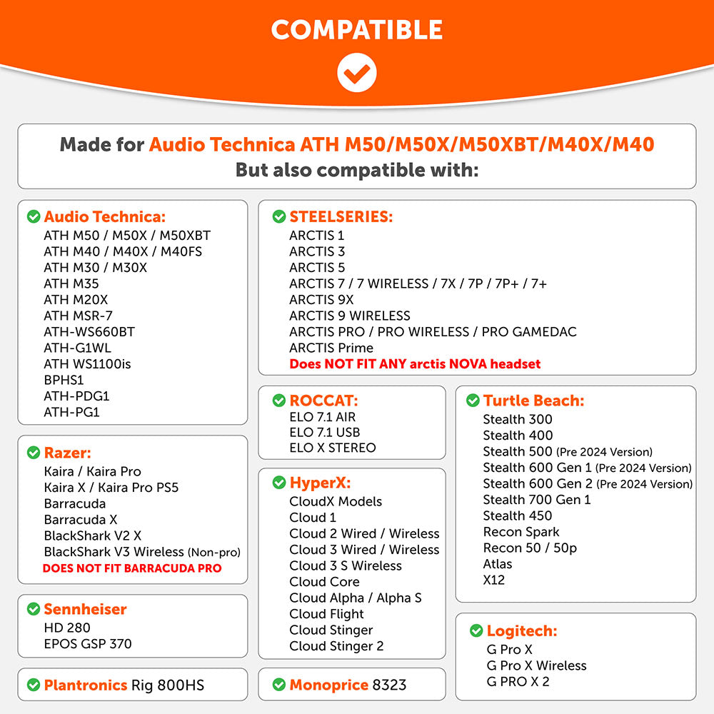 ATH M50X Earpads - Velour Hybrid