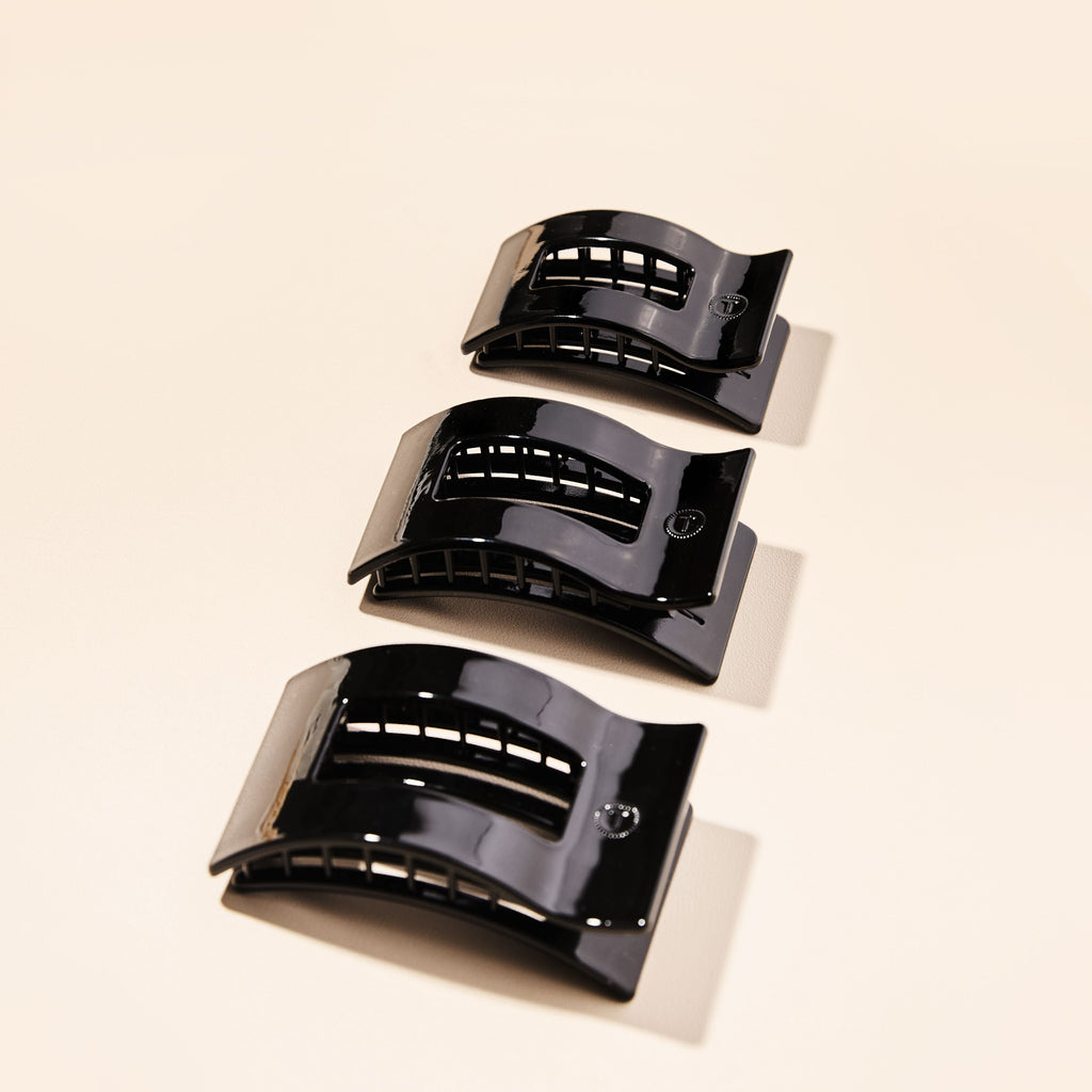 Jet Black Small Flat Rectangle Hair Clip