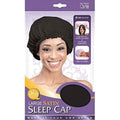 Qfitt Satin Sleep Cap #151 Large Black Hair Bonnet Night Cap