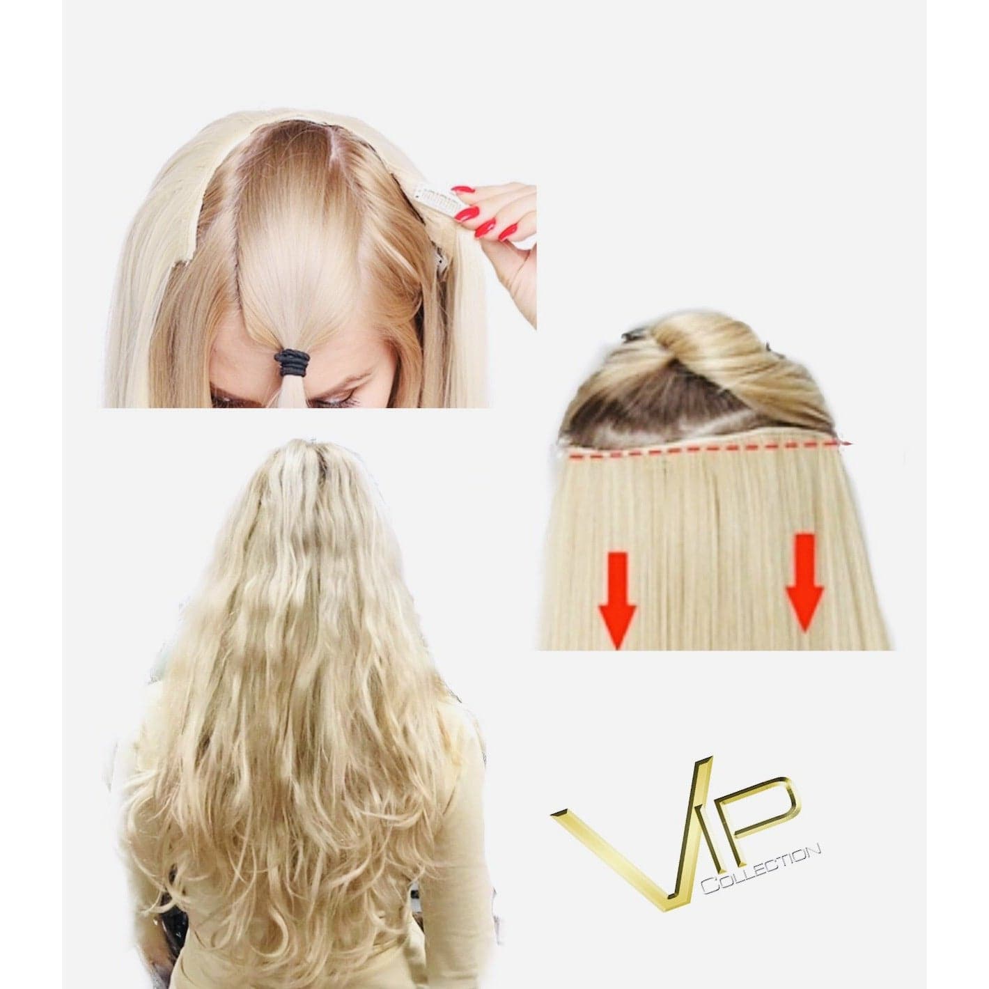 VIP Collection Synthetic Clip-In Hair Extensions Garnet - Choose Color